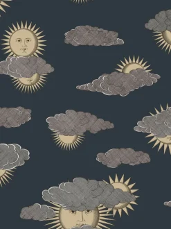 Cole & Son Fornasetti Senza Tempo II Soli E Nuvole Wallpaper - Gold & Silver