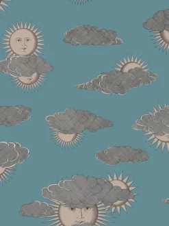 Cole & Son Fornasetti Senza Tempo II Soli E Nuvole Wallpaper - Teal