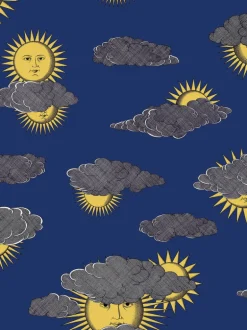 Cole & Son Fornasetti Senza Tempo II Soli E Nuvole Wallpaper - Yellow & Blue