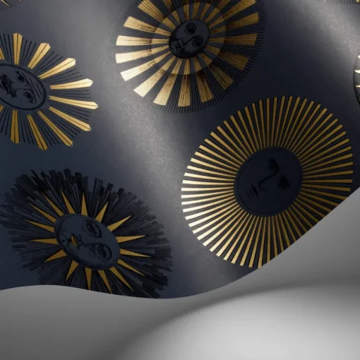 Cole & Son Fornasetti Senza Tempo II Soli Wallpaper - Midnight & Soft Gold