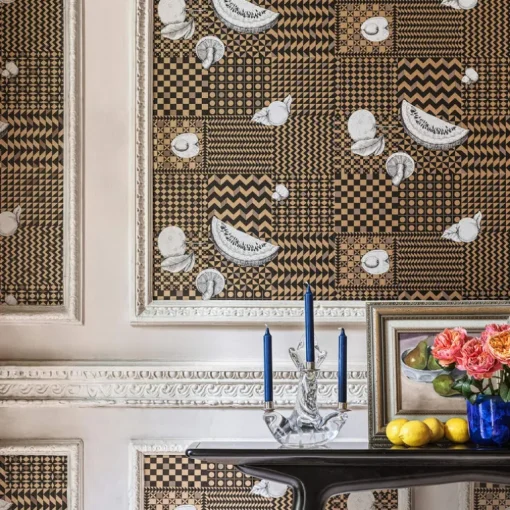 Cole & Son Fornasetti Senza Tempo II Frutta E Geometrico Wallpaper - Gold