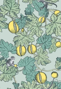 Cole & Son Frutto Proibito Wallpaper - Seafoam & Lemon