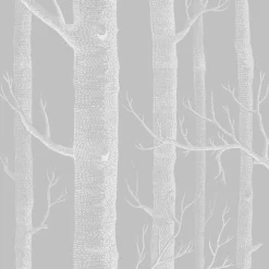 Cole & Son Woods Wallpaper - Grey & White