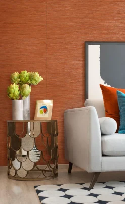 Color Digest Ramie Weave Wallpaper - Orange