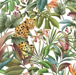 Daisy Bennett Tropical Leopard Peel & Stick Wallpaper - White