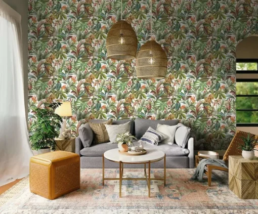 Daisy Bennett Tropical Leopard Peel & Stick Wallpaper - White