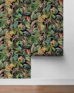 Daisy Bennett Tropical Leopard Peel & Stick Wallpaper - Black