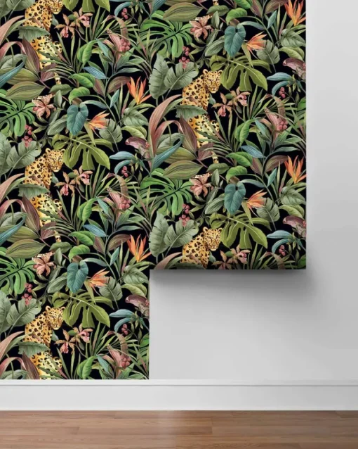 Daisy Bennett Tropical Leopard Peel & Stick Wallpaper - Black