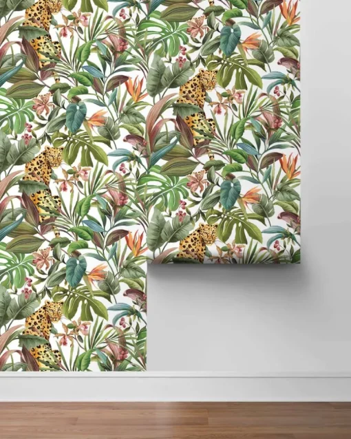 Daisy Bennett Tropical Leopard Peel & Stick Wallpaper - White