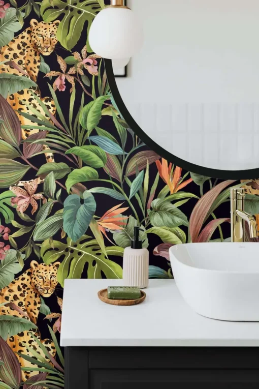 Daisy Bennett Tropical Leopard Peel & Stick Wallpaper - Black