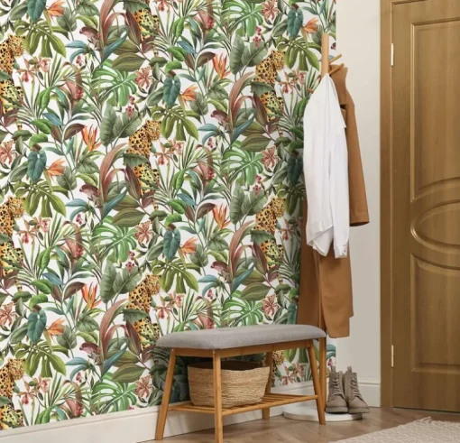 Daisy Bennett Tropical Leopard Peel & Stick Wallpaper - White