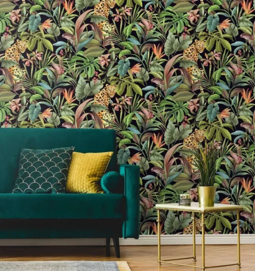 Daisy Bennett Tropical Leopard Peel & Stick Wallpaper - Black