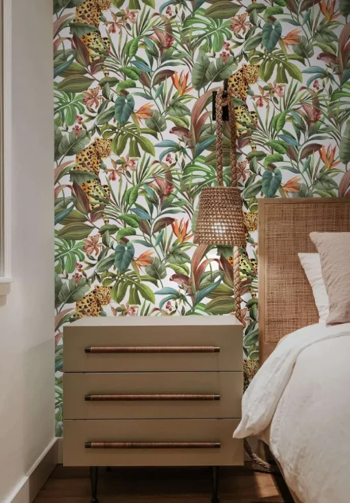 Daisy Bennett Tropical Leopard Peel & Stick Wallpaper - White