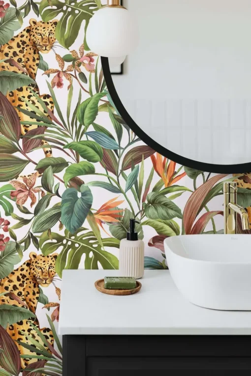 Daisy Bennett Tropical Leopard Peel & Stick Wallpaper - White