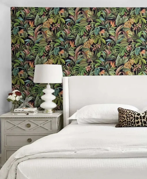 Daisy Bennett Tropical Leopard Peel & Stick Wallpaper - Black