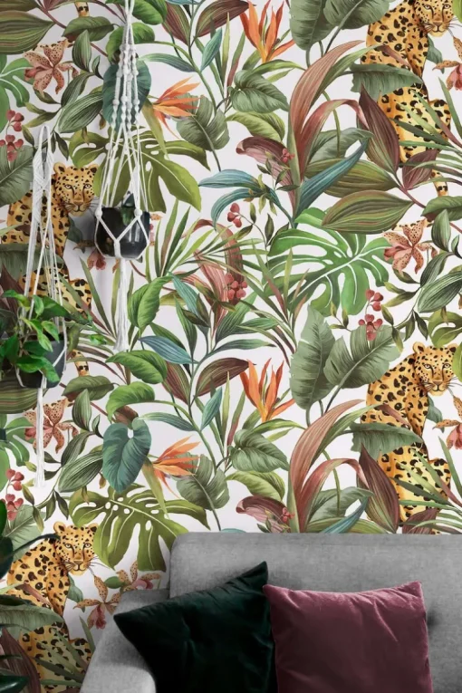 Daisy Bennett Tropical Leopard Peel & Stick Wallpaper - White