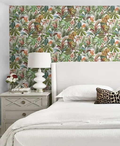 Daisy Bennett Tropical Leopard Peel & Stick Wallpaper - White