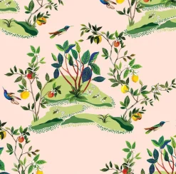 Daisy Bennett West Boulevard Collection Citrus Hummingbird Wallpaper - Blush