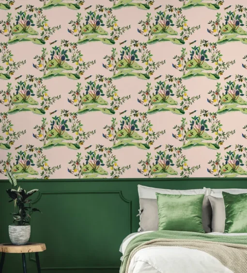Daisy Bennett West Boulevard Collection Citrus Hummingbird Wallpaper - Blush