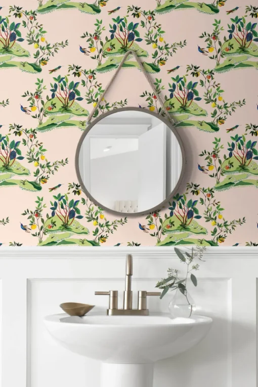 Daisy Bennett West Boulevard Collection Citrus Hummingbird Wallpaper - Blush