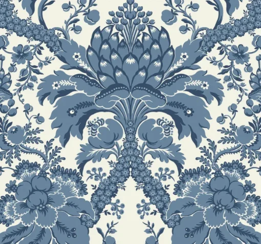 Damask Resource Library French Artichoke Wallpaper - Blue