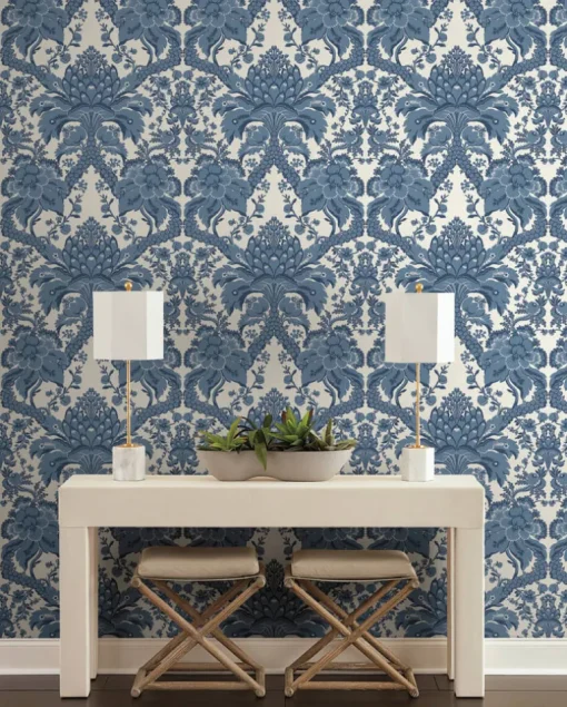 Damask Resource Library French Artichoke Wallpaper - Blue
