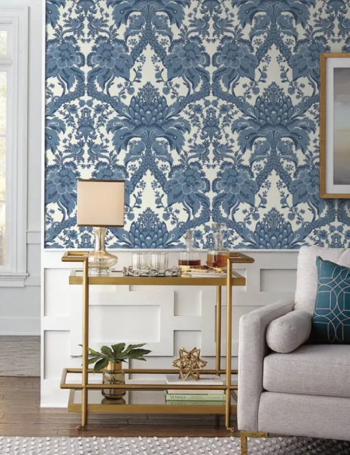 Damask Resource Library French Artichoke Wallpaper - Blue