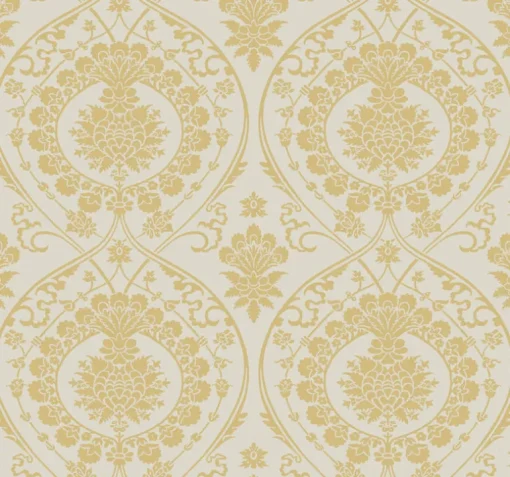 Damask Resource Library Imperial Damask Wallpaper - Off White & Gold