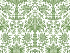 Damask Resource Library Palmetto Palm Damask Wallpaper - Green