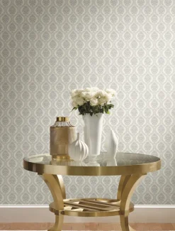 Damask Resource Library Petite Ogee Wallpaper - Taupe