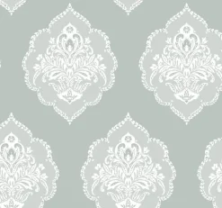Damask Resource Library Signet Medallion Wallpaper - Green