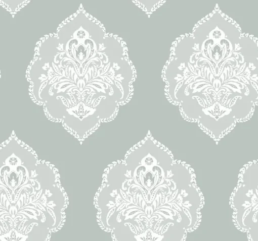 Damask Resource Library Signet Medallion Wallpaper - Green