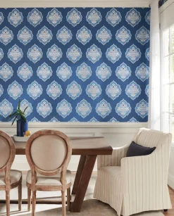 Damask Resource Library Signet Medallion Wallpaper - Blue