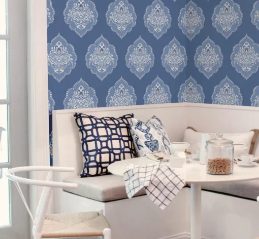 Damask Resource Library Signet Medallion Wallpaper - Blue