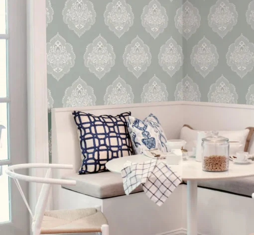Damask Resource Library Signet Medallion Wallpaper - Green