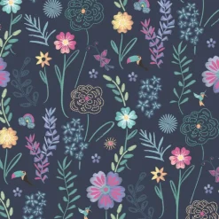 Disney Encanto Embroidery Floral Peel & Stick Wallpaper - Navy