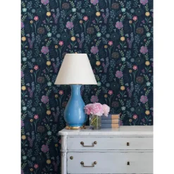 Disney Encanto Embroidery Floral Peel & Stick Wallpaper - Navy