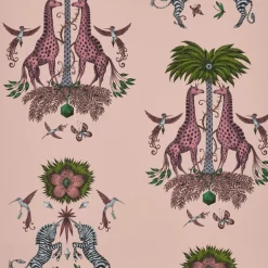 Emma J Shipley Wilderie Creatura Wallpaper - Pink