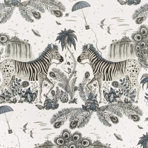 Emma J Shipley Wilderie Lost World Wallpaper - Blue