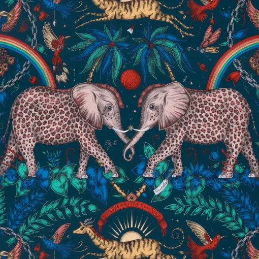 Emma J Shipley Wilderie Zambezi Wallpaper - Navy