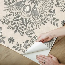 Erin & Ben Co. Cottontail Toile Peel & Stick Wallpaper - Linen & Charcoal