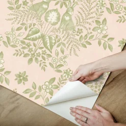 Erin & Ben Co. Cottontail Toile Peel & Stick Wallpaper - Pink & Chartreuse