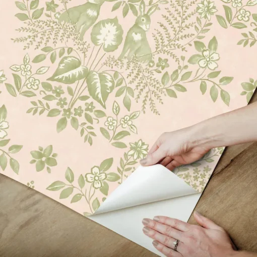 Erin & Ben Co. Cottontail Toile Peel & Stick Wallpaper - Pink & Chartreuse
