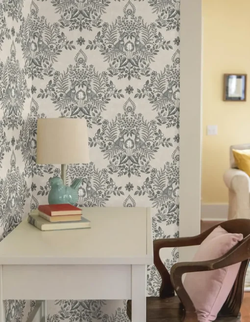 Erin & Ben Co. Cottontail Toile Peel & Stick Wallpaper - Linen & Charcoal