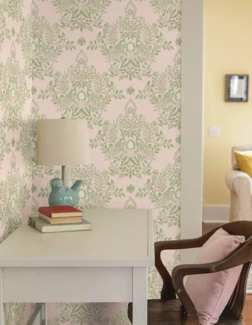 Erin & Ben Co. Cottontail Toile Peel & Stick Wallpaper - Pink & Chartreuse