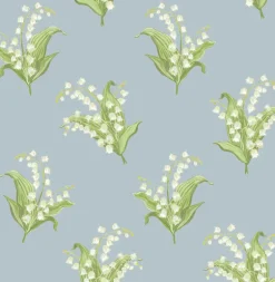 Erin Gates Farmington Lily of the Valley Wallpaper - Blue Heather