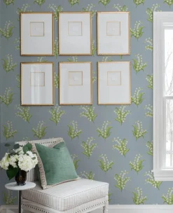 Erin Gates Farmington Lily of the Valley Wallpaper - Blue Heather