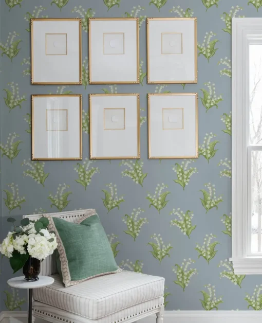 Erin Gates Farmington Lily of the Valley Wallpaper - Blue Heather