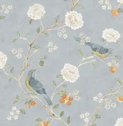 Erin Gates Wellesley Chinoiserie Wallpaper - Blue Heather