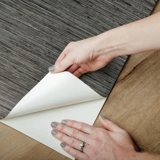 Faux Grasscloth Peel & Stick Wallpaper - Dark Gray